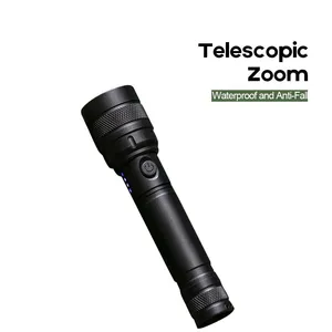 Wholesale T6 LED Flashlight Telescopic Zoom 280LM Rechargeable Torch With 4-level Battery Indicator IPX4 Waterproof for Daily Carry Camping thumbnail-3