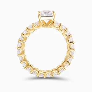 Shining Star Jewelry Luxury Big Main Stone Diamond Emerald Cut Tennis Ring Women thumbnail-3