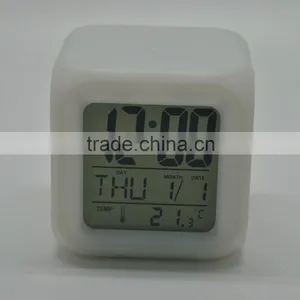 Hot Selling Seven Color Changing Alarm Clock, Square Clock thumbnail-5