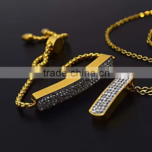 Fashion Jewelry With Diamonds Rectangle Shape Dubai Gold Jewelry Set thumbnail-6