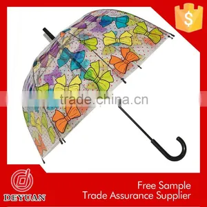 Adult Baby Stroller Straight Transparent Printed Pvc Umbrella thumbnail-3