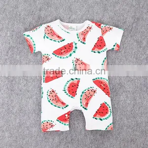 New High Quality Plain Baby Romper Watermelon Printed Short Sleeve Summer Baby Romper Toddlers Romper Suit thumbnail-3
