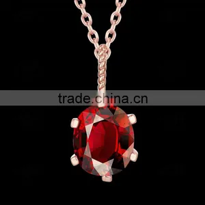 New Design Women Necklace 2016,rose Gold Chain Necklace Red Zircon thumbnail-3