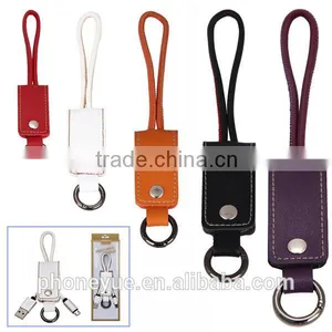 2016 Latest Portable Super Strong Leather Metal Keychain Usb Cable for Iphone6s thumbnail-1