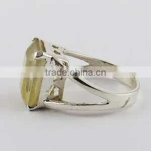 Suitable Golden Rutile Silver Ring, 925 Sterling Silver Jewellery Wholesale, Unique Silver Jewelry thumbnail-4