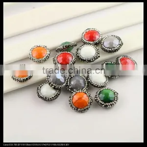 LFD-0092B Wholesale Faceted Stone Beads,Round Shape,with Crystal Rhinestone Paved Loose Connector Beads For Jewelry Making thumbnail-1