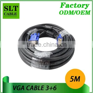 Shenlantuo Professional Manufacture 5M VGA Cable 3+6 Male to Male 15Pin VGA Cable for Multimedia thumbnail-2