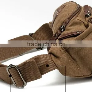 Boy Waxed Canvas Bags Chest Pack Messenger Bag Khaki Wrist Bag Canvas thumbnail-3