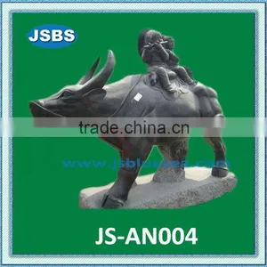 Black Marble Cow and Cowherd Statue thumbnail-1