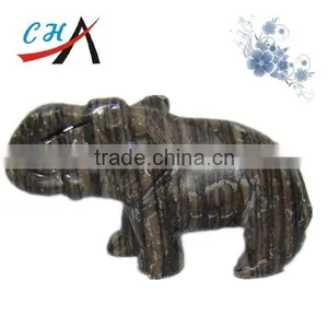 Semi-precious Stone Carving-2" Black Obsidian African Elephant thumbnail-2