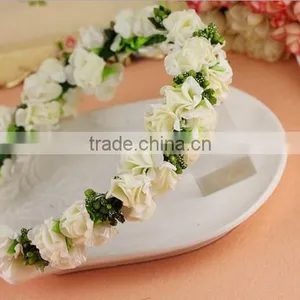 New Natural Touch Artificial Flower Foam Head Wreath for Wedding Bridal Headdress Wedding Flower Headband Flower thumbnail-6