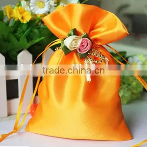 Gold Color Satin Gift Pouch thumbnail-1