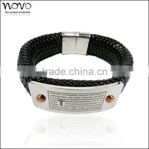 Cuff Bracelet Cheap Leather Bracelets Stainless Steel Monogram Leather Cuff Bracelet thumbnail-2