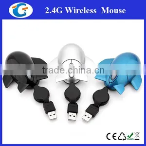 Aeroplane Shaped Wired Optical Mouse With Retractable Cable thumbnail-4