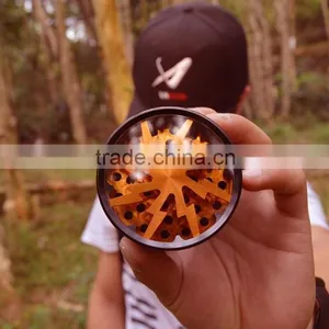 Lightning Aluminum 4-Part Tobacco Spice Tea Herb Grinder (2.5") With Pollen Catcher, Cleaning Brush and Scraper (Orange) thumbnail-1