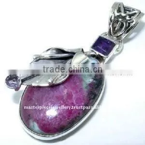 Shopping TV!! Sterling Silver Rainbow Moonstone Rose Quartz Pendant Semiprecious Stone Pendant thumbnail-1