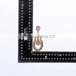 2016 New Design Christmas Gifts Pink Oval Opal Earring With High Quality thumbnail-2