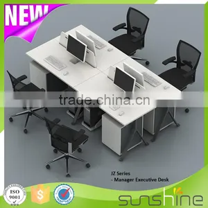 Office Staff Working Table 4 Seating Good Wire Management Metal Table Leg With Modblie Pedestal and CPU Holder thumbnail-3
