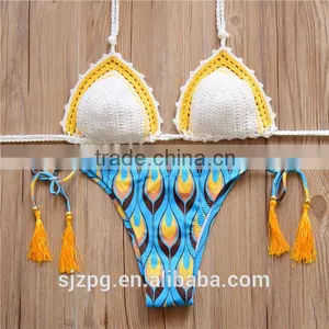 Hand Knitted Sexy Swimwear , Crochet Design Sexy Sling Bikini thumbnail-1
