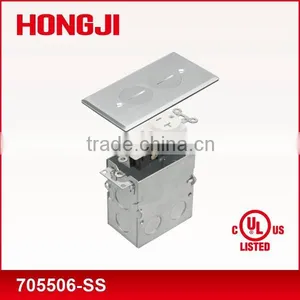 UL& CUL Listed Brass Flip Lid Assembly Floor Box and Cover 1-gang Stainless Steel thumbnail-1