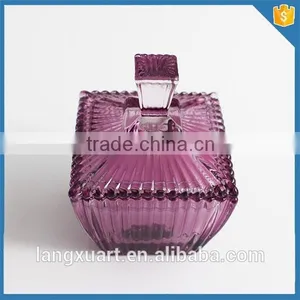 Glass Jar Manufacturer Elegant Glass Jar Factory Purple Ribbed Glass Candle Jar thumbnail-2