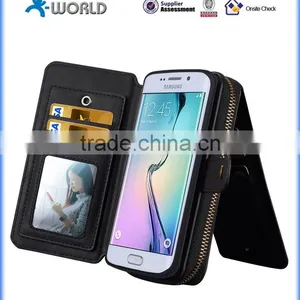 Zip Pocket Handheld Card Organizer Cover Case for Samsung Galaxy S6 Edge thumbnail-4