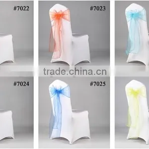 100% Polyester Colorful Wedding Used Customized Sized Organza Chair Sash thumbnail-4