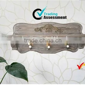 European Farmhouse Antique Shelf With Hooks thumbnail-1