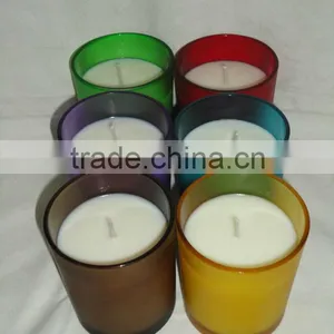 Scented Soy Candle in Yellow & Brown Glass Jar thumbnail-1