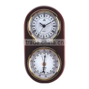 Pearl Wooden Wall Clock PW974 With Weather Station And Theromometer/Hygrometer thumbnail-1