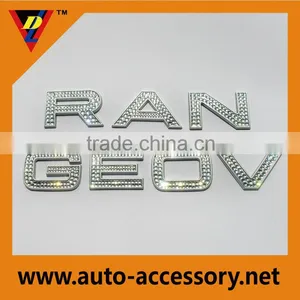 Luxury Chrome Car Emblem Ran Geov Diamante Letters thumbnail-1