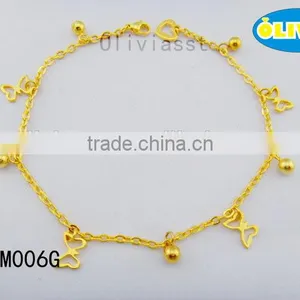 Olivia Jewelry Stainless Steel Gold Design Charm Anklet With Butterfly Charms, Anklets Jewelry thumbnail-1