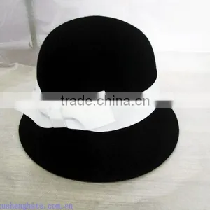Wool Felt Hats Ladies Winter Hat Black Bucket Church Hat thumbnail-1