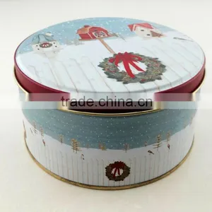 Round Christmas Nesting Tin Boxes Set for Cookies/cupcake thumbnail-2