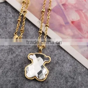 China Top Wholesale Fashionable Gold Chain White Big Charm Necklace With Bear thumbnail-5