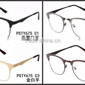 ADE WU Fashion Women Glasses Half Rim Stainless Steel Optical Frame Metal Eyeglasses Frame Clear Lens Glasses thumbnail-2