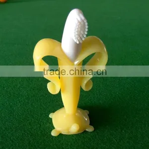 FDA Baby Infant Bendable Training Toothbrush Teether, Banana Shaped Small Baby Banana Teething Toothbrush For Infants thumbnail-1