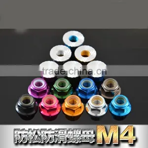 M4 Aluminum Colored Flange Lock Nut thumbnail-1