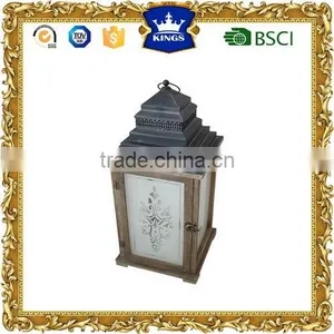 New Design Wooden Lantern With Silk Printing Glass thumbnail-1