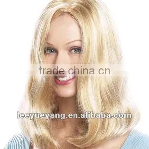 High Quality Synthetic Golden Center Part Wig With Blonde Highlights thumbnail-1