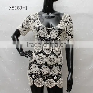2016 Fashion Sexy Crochet Summer White Dresses For Women thumbnail-3