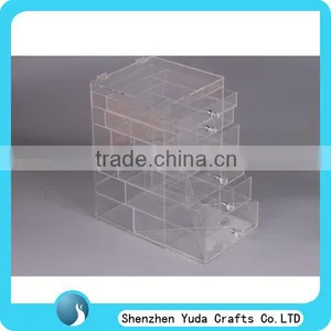 Clear Countertop Plexiglass Cosmetic Display Showcase Acrylic 5 Drawers Clear Makeup Organizer thumbnail-1