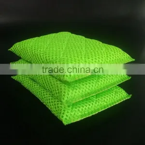 Set Of 3PCS Green Color Kitchen Cleaning Magic Sponge Scouring Pad With Mesh thumbnail-1