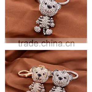 Cute Lovely Fashion Bear Animal Diamond Crystal Rhinestone GCrystal Keychain Charm Pendent for Women Handbag Purse Bag Keyrings thumbnail-5