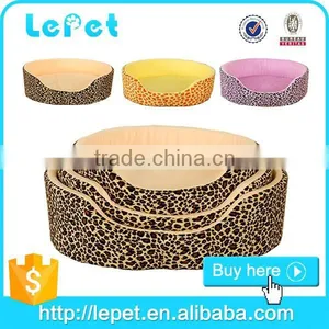 Low MOQ Fashion Coloful Leopard Print Cotton Stuffed Round Shaped Cat Bed thumbnail-1