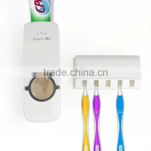 White Color Automatic Toothpaste Dispenser Squeezer Toothpaste Squeezing Device With Wall Mount Toothbrush Holder thumbnail-1