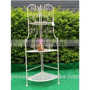 POWERLON Vintage Foldable Metal 3-tier Corner Shelf Plant Stand for Outdoor and Indoor Use thumbnail-1