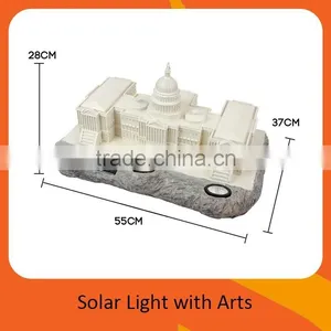 Decoartive Outdoor Garden Solar Powered Sculpture Polyresin White House Shaped LED Lights thumbnail-2