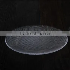 Red Color Glass Dinning Plate Set With Sliver Plating Metal Stand thumbnail-3