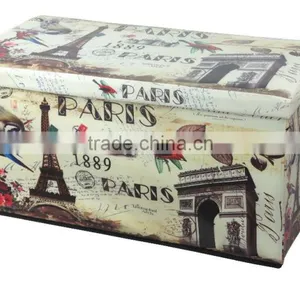 Decorative Storage Footstool/Paris Printing Footsool thumbnail-1